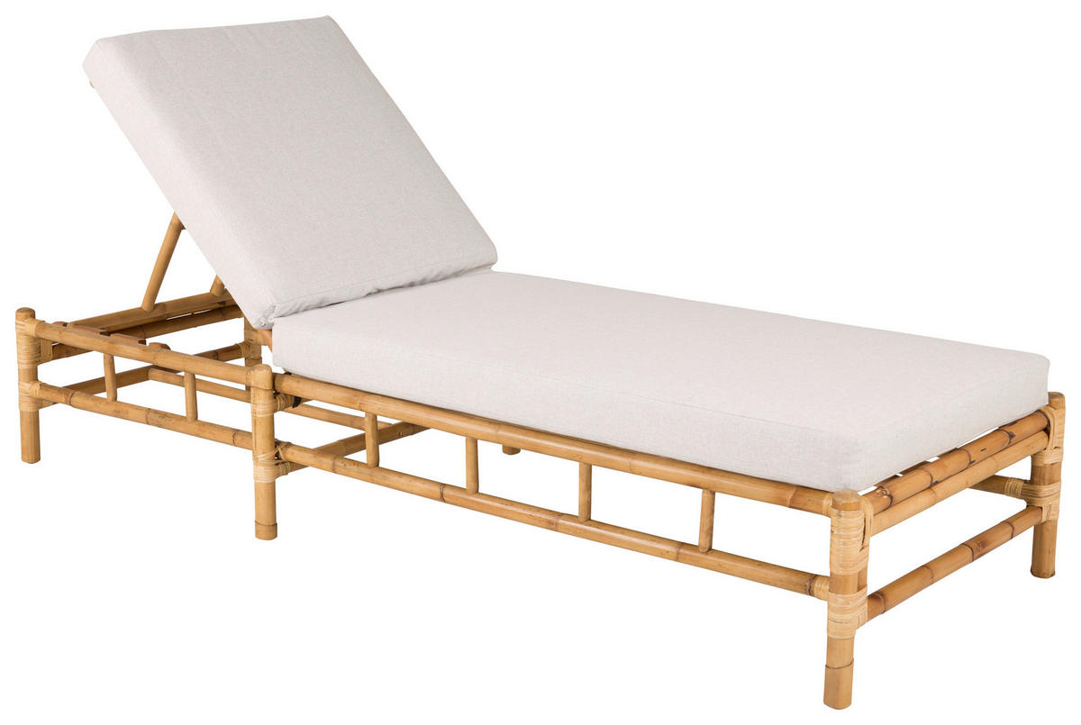SONNENLIEGE 80/35/210 cm Bambus, Rattan  - Hellbraun/Creme, KONVENTIONELL, Holz/Textil (80/35/210cm) - Gardenson