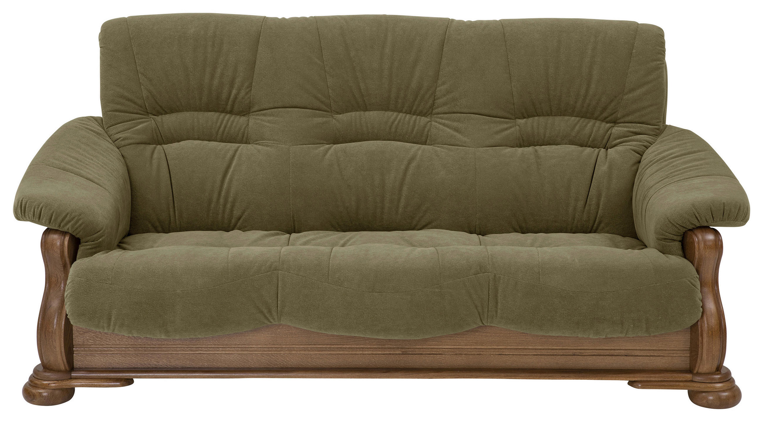3-SITZER-SOFA beflockt Grün  - Eichefarben/Grün, LIFESTYLE, Holz/Textil (205/95/95cm) - Max Winzer