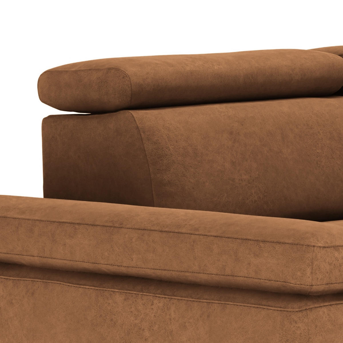 ECKSOFA in Mikrofaser Braun  - Silberfarben/Braun, Konventionell, Textil/Metall (182/82/259cm) - Trendmanufaktur