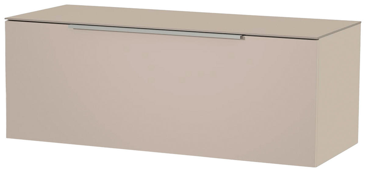 LOWBOARD  in 110/56/45 cm  - Sandfarben/Alufarben, Design, Glas/Holzwerkstoff (110/56/45cm) - Moderano