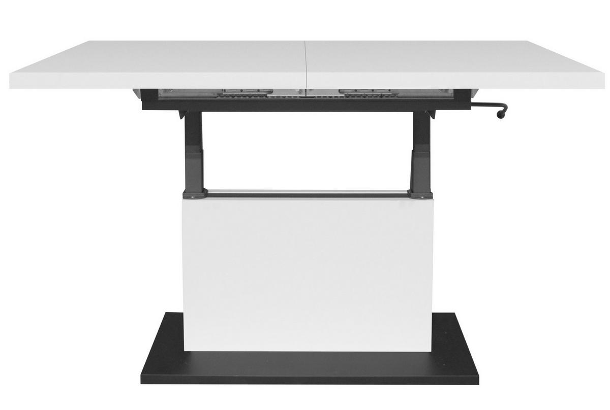 COUCHTISCH Lift Couchtisch rechteckig Schwarz, Weiß  - Schwarz/Weiß, Design, Holzwerkstoff/Metall (120-160/56-75/70cm) - MID.YOU