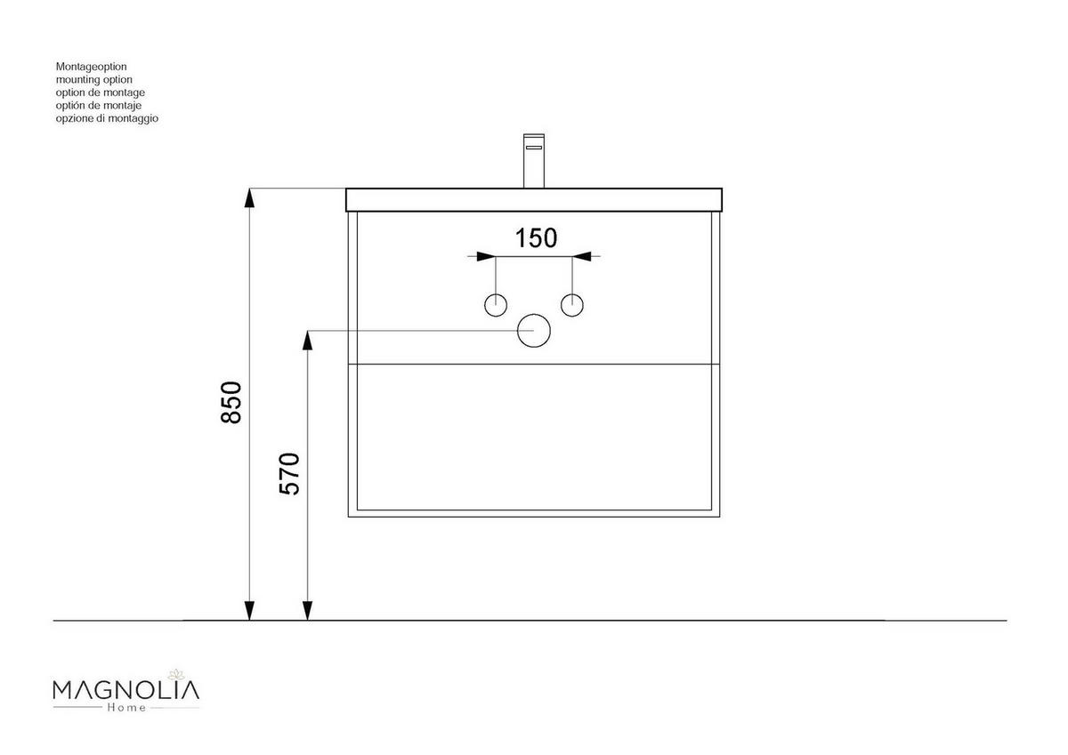 WASCHTISCHKOMBI 61,5 cm  - Eichefarben/Weiß, Basics, Keramik/Holzwerkstoff (61,5cm) - MID.YOU