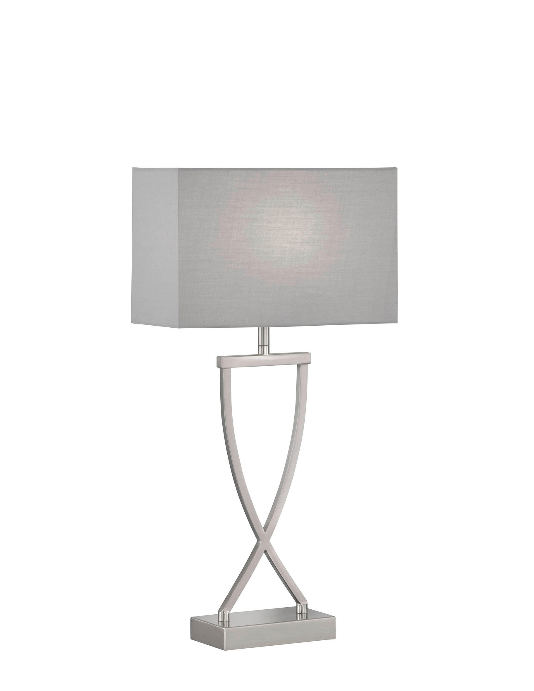 STOLNÍ LAMPA, E27, 27/12/51 cm - šedá/barvy niklu, Design, kov/textil (27/12/51cm)