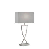 STOLNÍ LAMPA, E27, 27/12/51 cm - šedá/barvy niklu, Design, kov/textil (27/12/51cm)