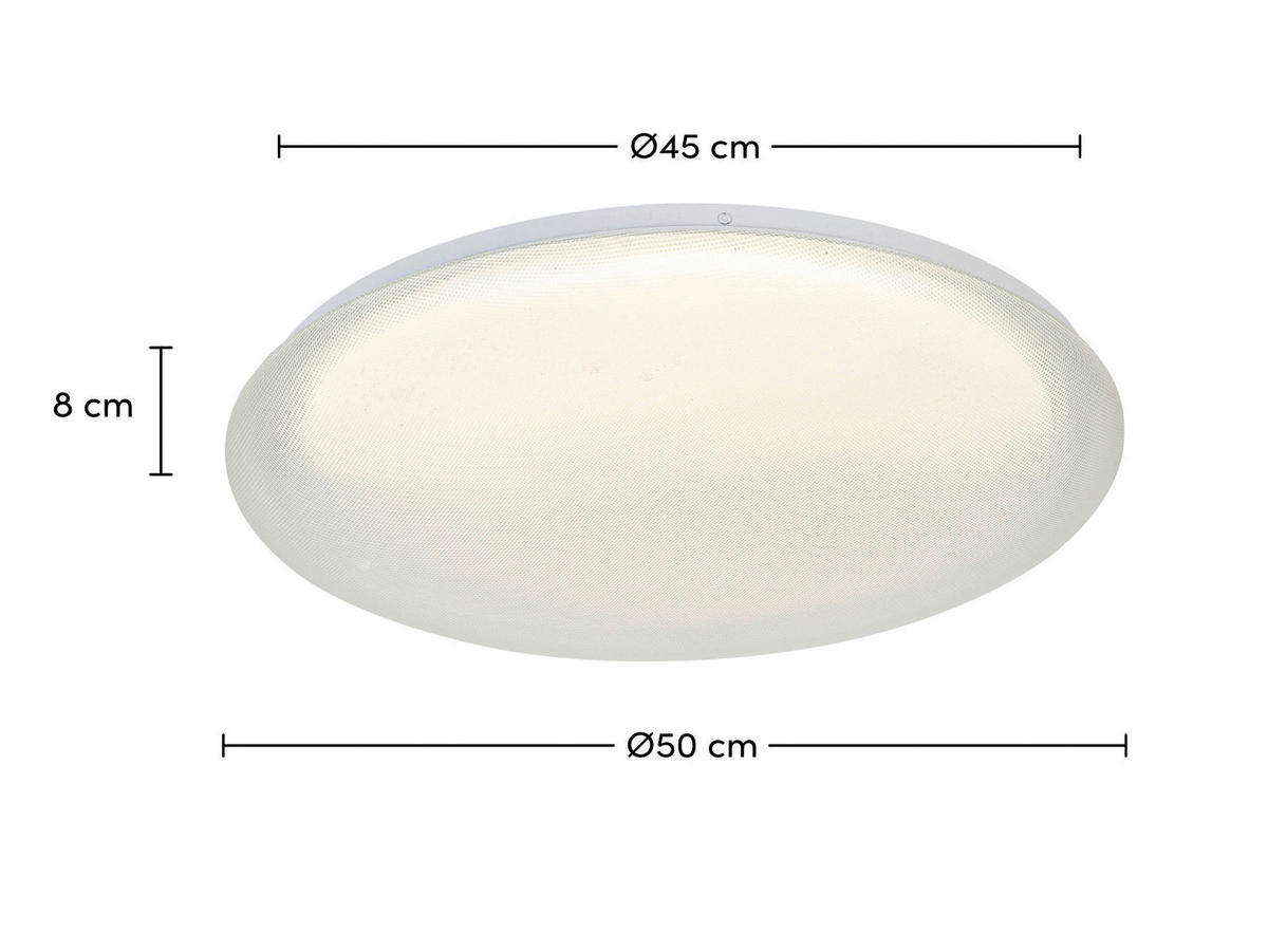 DECKENLEUCHTE 50/8 cm   - Transparent/Weiß, Trend, Kunststoff/Metall (50/8cm) - Novel