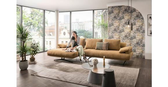 ECKSOFA in Chenille Honig 168/334 cm - Schwarz/Honig, Design, Textil/Metall (168/334cm) - Dieter Knoll