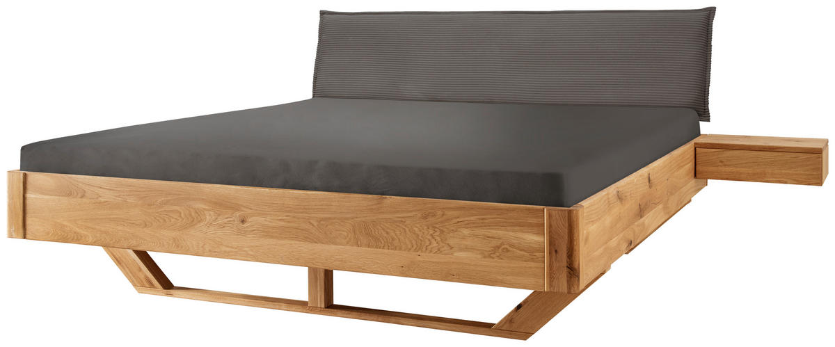 BALKENBETT 140/200 cm  in Grau, Wildeiche  - Wildeiche/Anthrazit, Natur, Holz/Textil (140/200cm) - Linea Natura