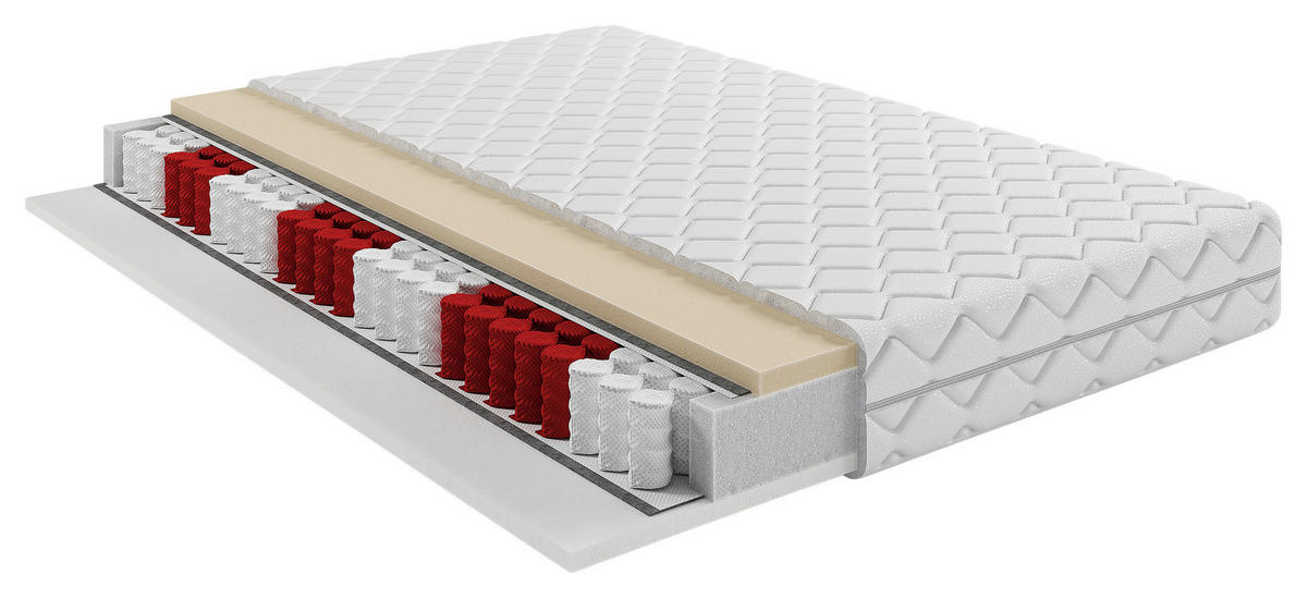 TASCHENFEDERKERNMATRATZE Silence H3 200/220 cm Höhe ca. 19 cm  - Weiß, Basics, Textil (200/220cm) - Livetastic