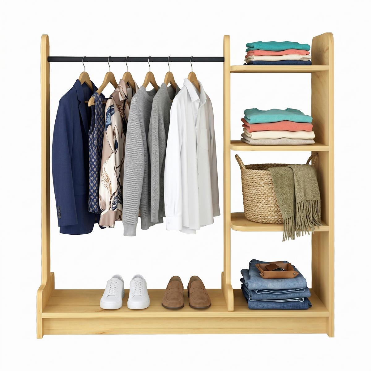 ŠATNÍ STOJAN - medový dub, Moderní, kov/kompozitní dřevo (106/110/35cm) - Livetastic