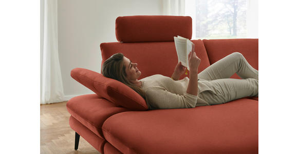 WOHNLANDSCHAFT  in Chenille, Flachgewebe Terracotta  - Terracotta/Schwarz, Design, Textil/Metall (180/344/208cm) - Dieter Knoll