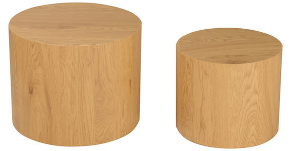 BEISTELLTISCHSET rund Eichefarben - Eichefarben, Design, Holzwerkstoff (38-48/38-48/32-38cm) - Carryhome