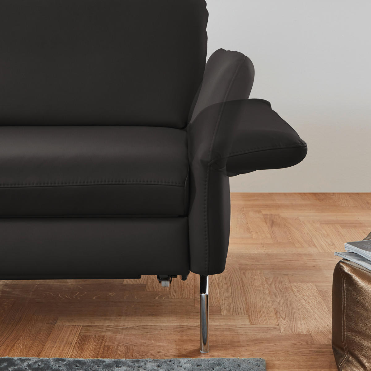 ECKSOFA in Echtleder Grau  220/284 cm  - Alufarben/Grau, KONVENTIONELL, Leder/Metall (220/284cm) - Beldomo Premium