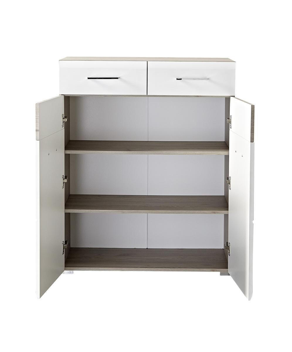 SCHUHSCHRANK Eiche Weiß, Eichefarben  - Chromfarben/Eichefarben, Basics, Holzwerkstoff/Metall (84/104/40cm) - Carryhome
