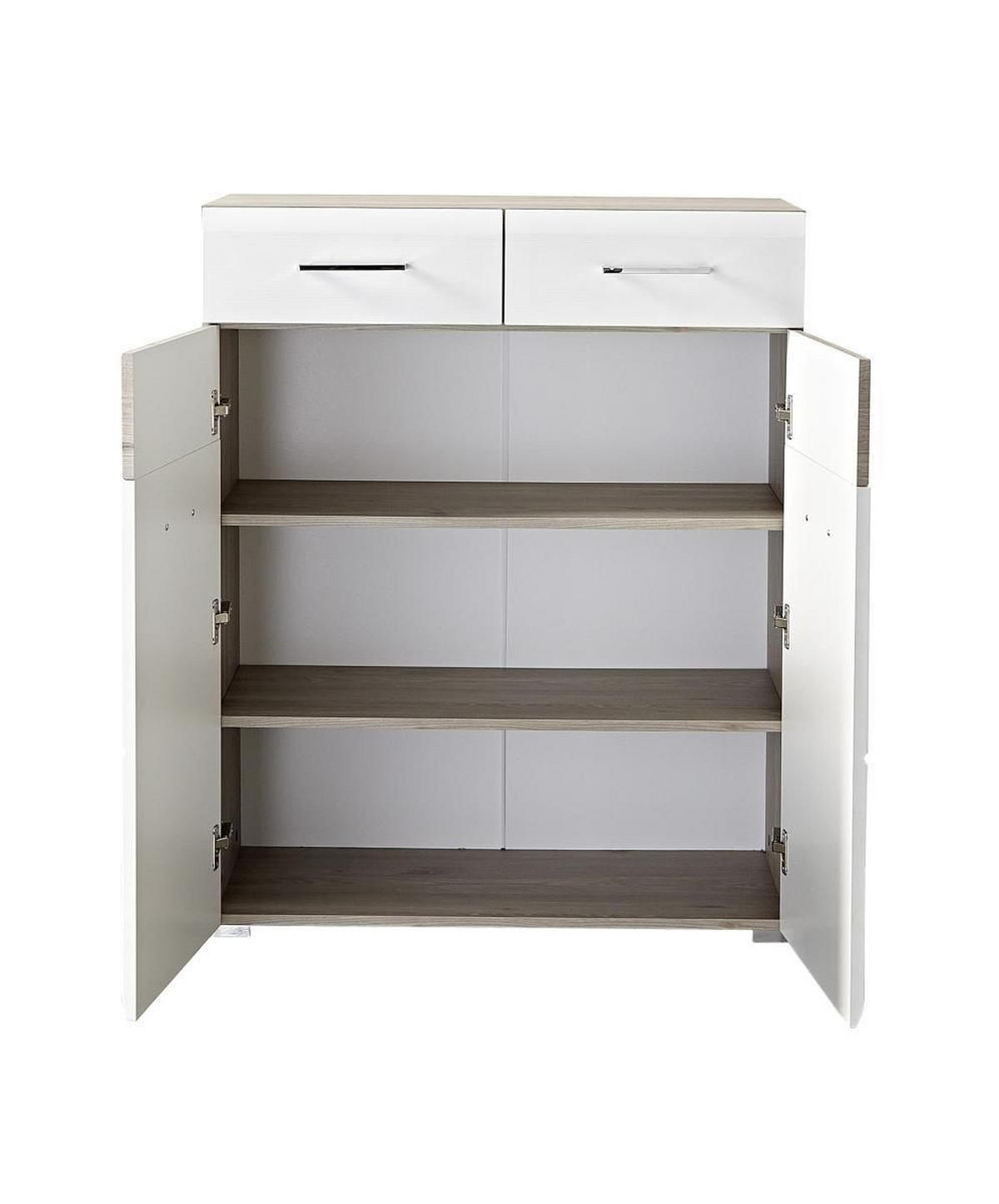 SCHUHSCHRANK Eiche Weiß, Eichefarben  - Chromfarben/Eichefarben, Basics, Holzwerkstoff/Metall (84/104/40cm) - Carryhome