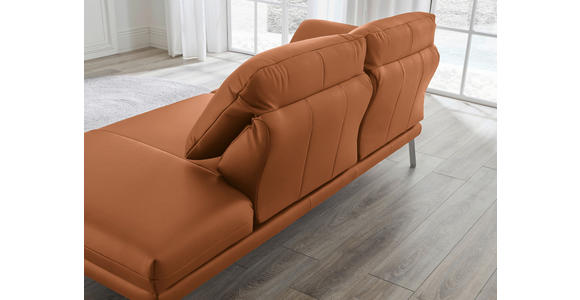 RÉCAMIERE in Echtleder Cognac - Chromfarben/Cognac, Design, Leder/Metall (209/85-109/95-16cm) - Dieter Knoll