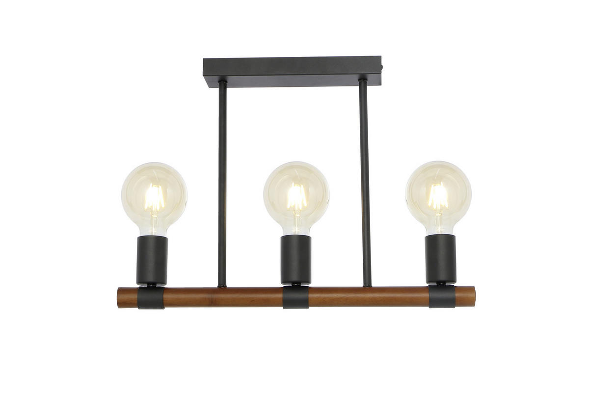 DECKENLEUCHTE 49/6/35 cm   - Schwarz/Braun, Basics, Holz/Metall (49/6/35cm) - Globo