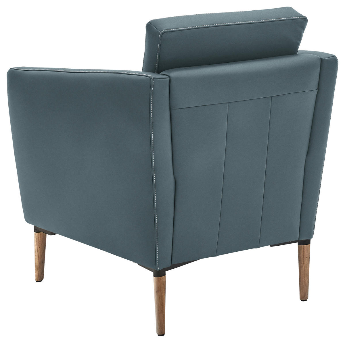 SESSEL in Echtleder Blaugrau  - Eichefarben/Beige, Natur, Leder/Holz (75/84/76cm) - Valnatura