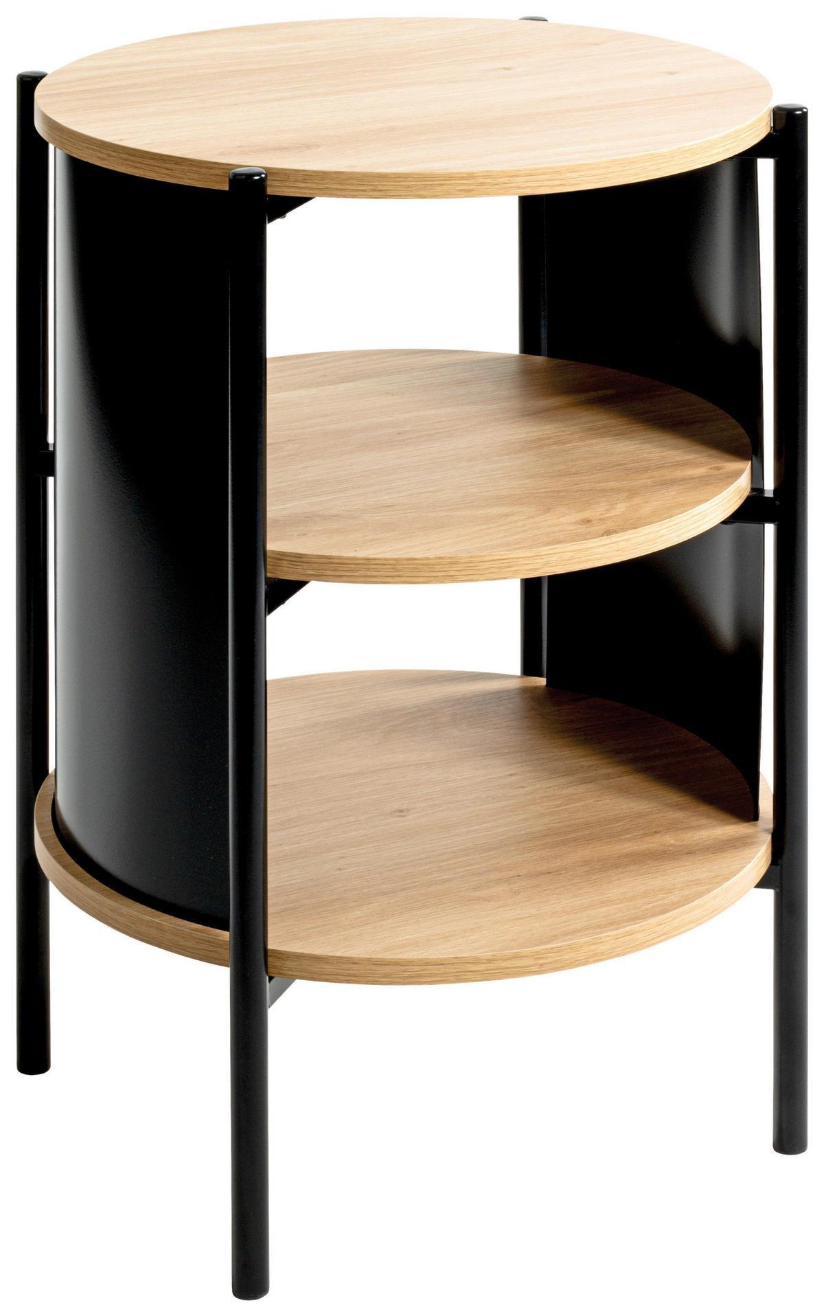 SIDOBORD i metall, trämaterial 44/44/60 cm  - svart/ekfärgad, Trend, metall/trämaterial (44/44/60cm)