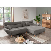 ECKSOFA Anthrazit Bouclé  - Wildeiche/Anthrazit, KONVENTIONELL, Holz/Textil (290cm) - MID.YOU