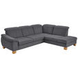 ECKSOFA in Flachgewebe Grau  - Wildeiche/Grau, Natur, Holz/Textil (301/243cm) - Voleo