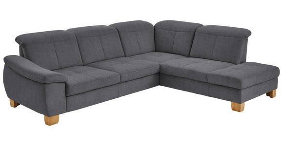 ECKSOFA in Flachgewebe Grau  - Wildeiche/Grau, Natur, Holz/Textil (301/243cm) - Voleo