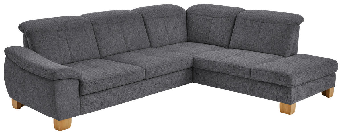 ECKSOFA in Flachgewebe Grau  - Wildeiche/Grau, Natur, Holz/Textil (301/243cm) - Voleo