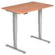 SCHREIBTISCH 120/80/63,5-128,5 cm Silberfarben, Nussbaumfarben elektrisch höhenverstellbar  - Silberfarben/Nussbaumfarben, KONVENTIONELL, Holzwerkstoff/Metall (120/80/63,5-128,5cm) - Venda