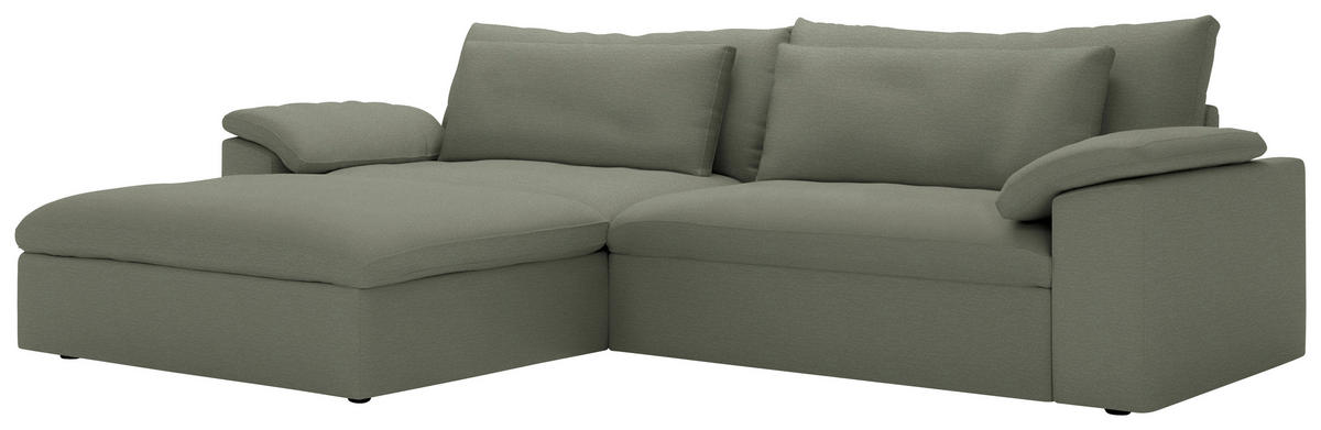 ECKSOFA  Chenille Graugrün  - Schwarz/Graugrün, Modern, Kunststoff/Textil (198/306cm) - Carryhome