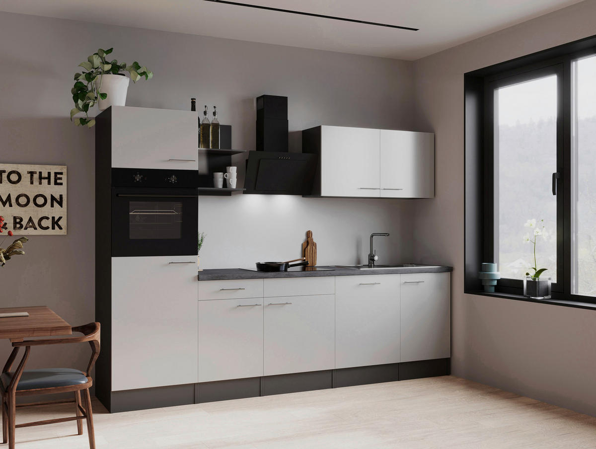 MODULKÖK 280 cm   i vit  - vit/grå, Trend, metall/trämaterial (280cm) - Respekta