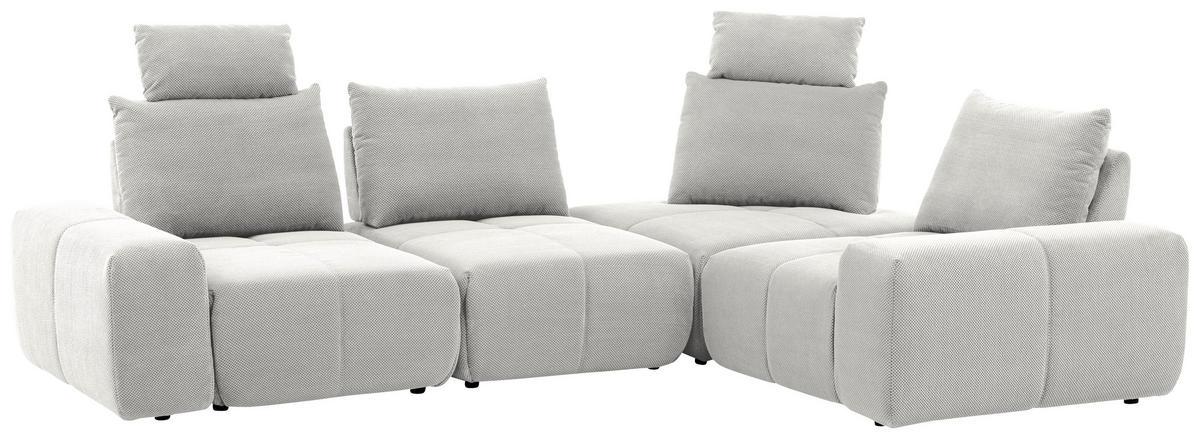 ECKSOFA in Velours Hellgrau  326/236 cm  - Hellgrau/Schwarz, Design, Kunststoff/Textil (326/236cm) - Xora