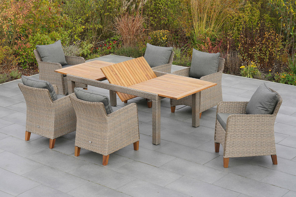 GARTENTISCH 180-240/100/74 cm Metall, Kunststoff rechteckig  - Beige, MODERN, Holz/Kunststoff (180-240/100/74cm) - Gardenson