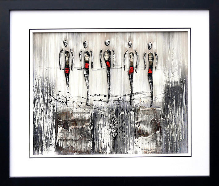 ORIGINALBILD Abstraktes 67/57 cm  - Multicolor/Schwarz, Basics, Papier/Holzwerkstoff (67/57cm)