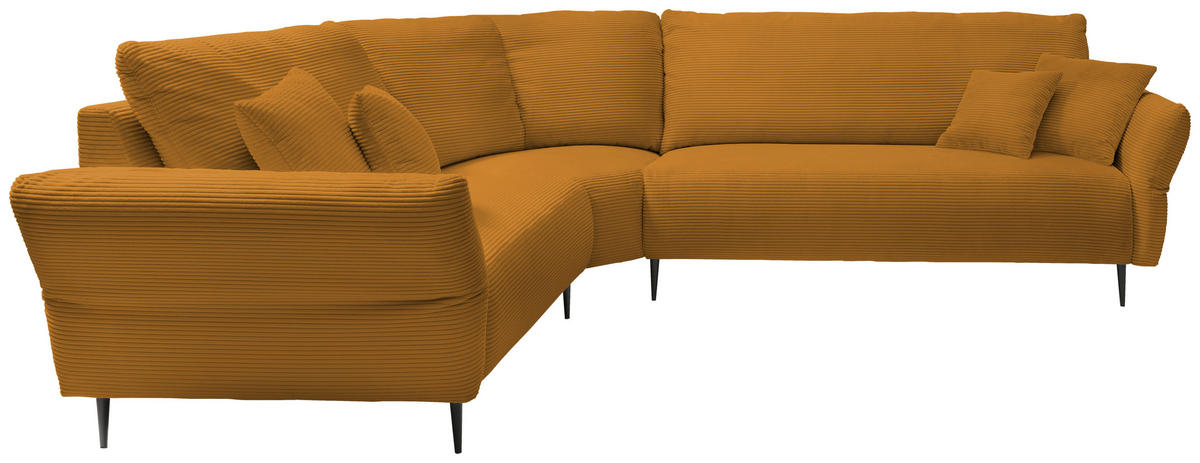 ECKSOFA Cord Goldfarben  - Goldfarben/Schwarz, Design, Textil/Metall (256/294cm) - Livetastic