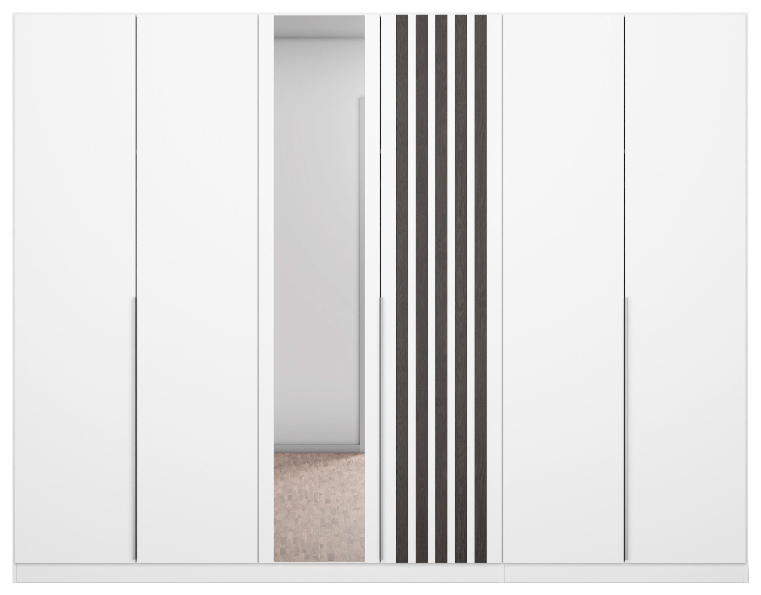 DREHTÜRENSCHRANK 271/210/54 cm 6-türig Weiß  - Alufarben/Weiß, MODERN, Holzwerkstoff/Metall (271/210/54cm) - Rauch Möbel