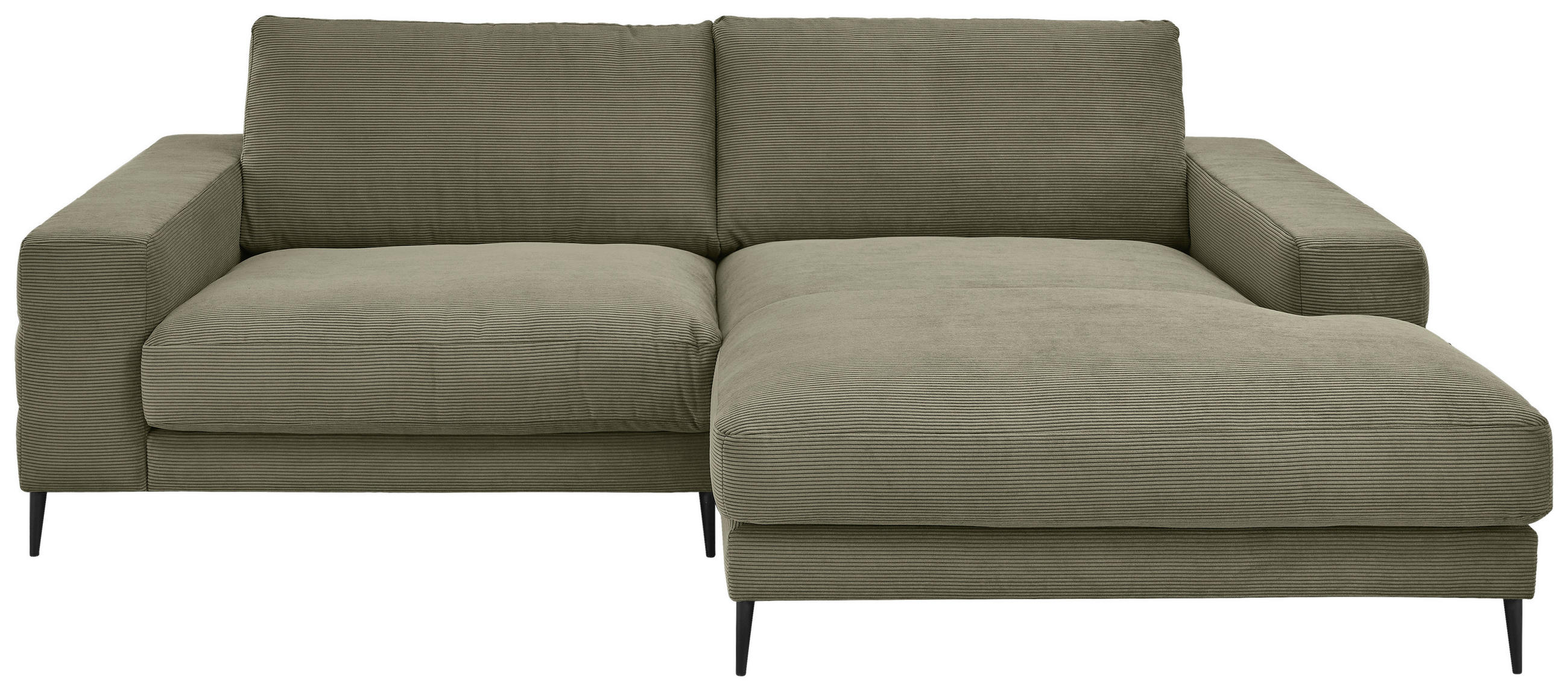 ECKSOFA in Feincord Olivgrün  - Schwarz/Olivgrün, Design, Textil/Metall (253/177cm) - Dieter Knoll