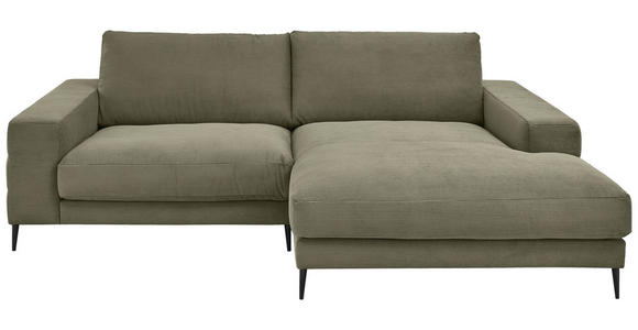 ECKSOFA in Feincord Olivgrün  - Schwarz/Olivgrün, Design, Textil/Metall (253/177cm) - Dieter Knoll