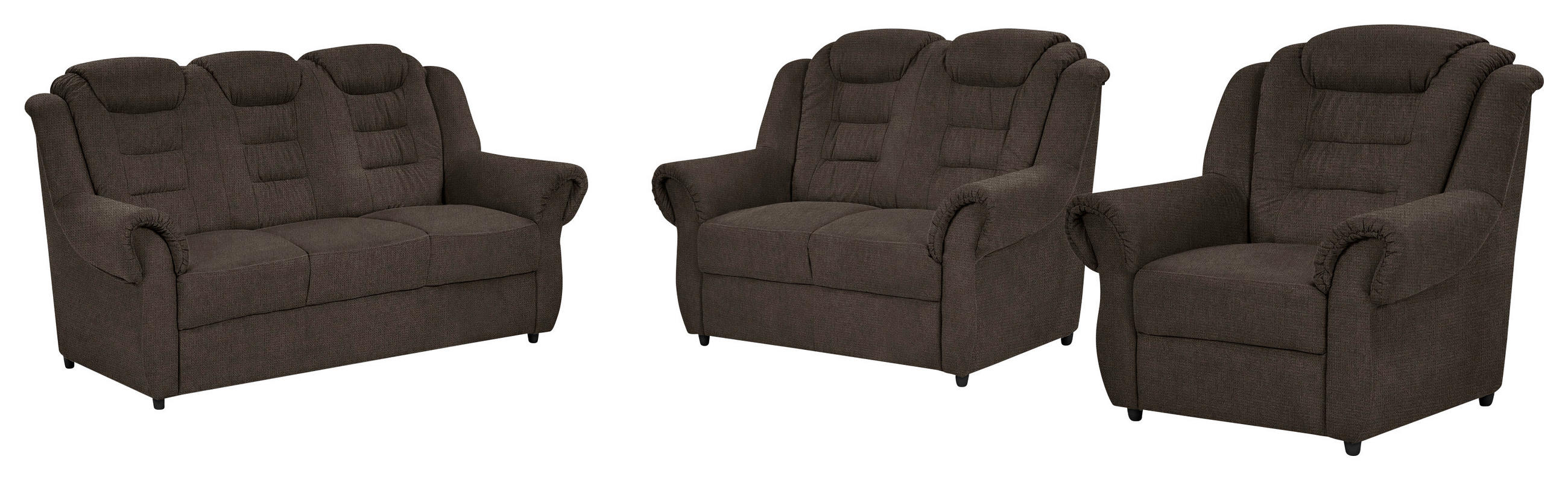 SITZGARNITUR in Chenille Braun - Schwarz/Braun, Konventionell, Kunststoff/Textil - Livetastic