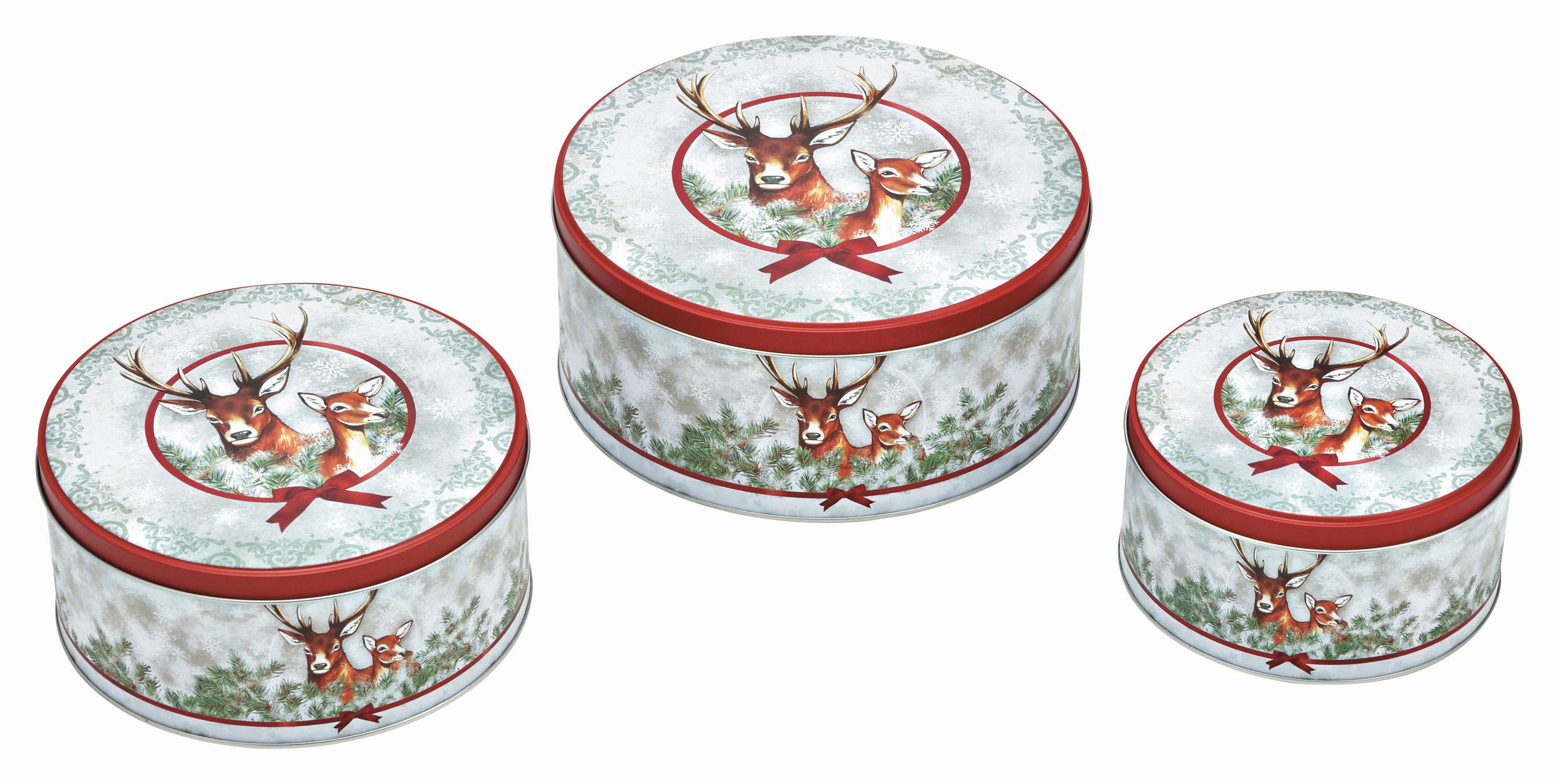 KEKSDOSENSET 3-teilig  - Multicolor, Basics, Metall (19,0/8,0/19,0cm) - X-Mas