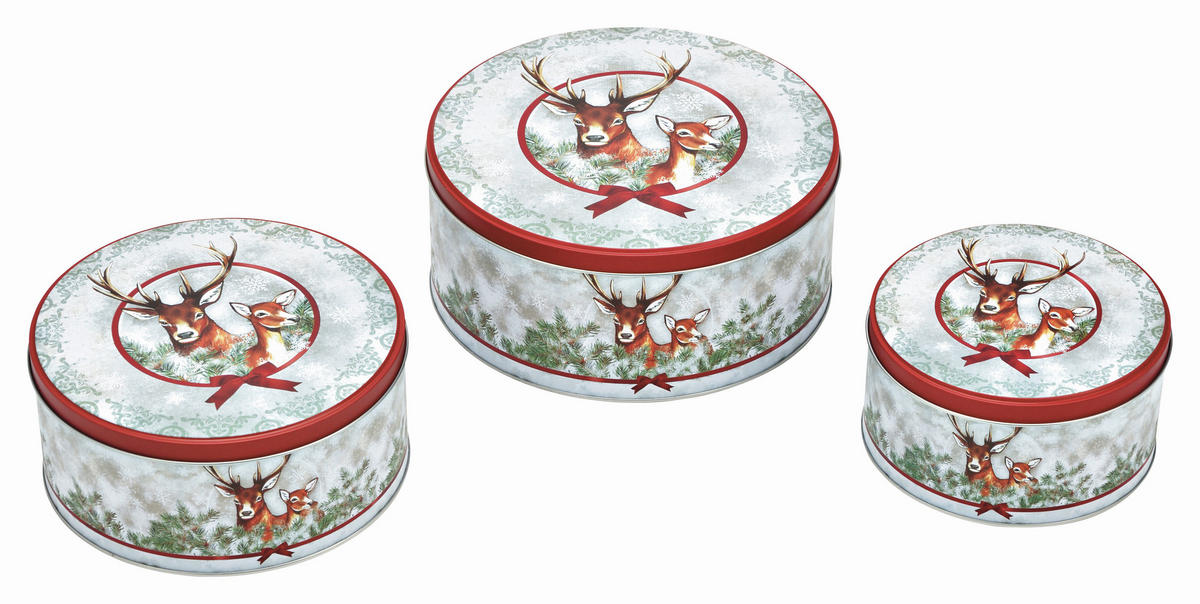 KEKSDOSENSET 3-teilig  - Multicolor, Basics, Metall (19,0/8,0/19,0cm) - X-Mas