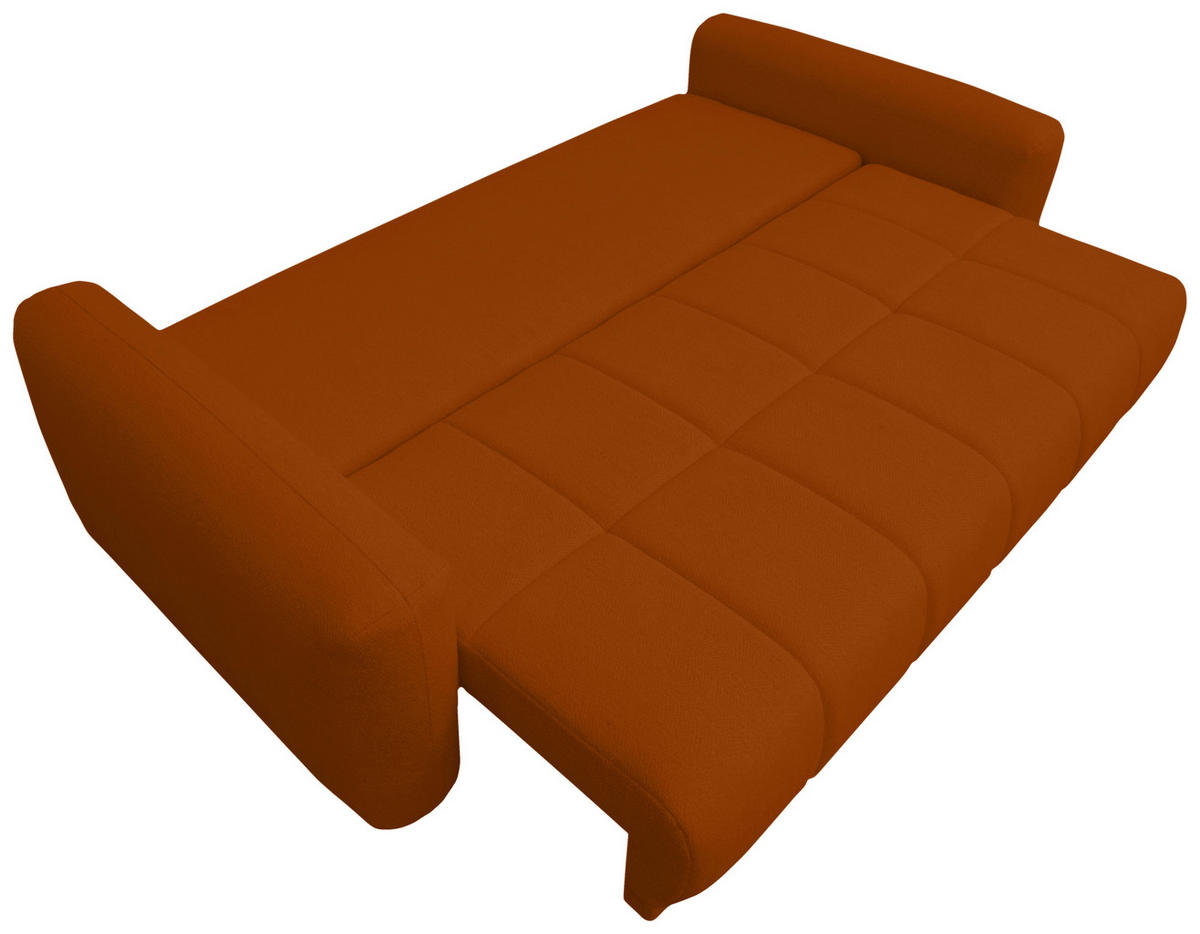 SCHLAFSOFA  mit Stoffauswahl, Schlafen auf Sitzhöhe, Rücken echt, Armteil links, Armteil rechts Orange  - Schwarz/Orange, Design, Holz/Textil (245/90/117cm) - MID.YOU