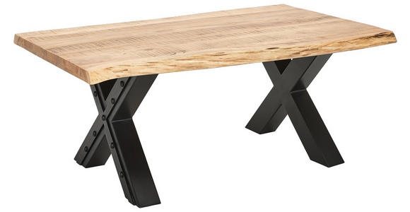 COUCHTISCH in Holz, Metall 115/70/45 cm - Schwarz/Naturfarben, Design, Holz/Metall (115/70/45cm) - Ambia Home