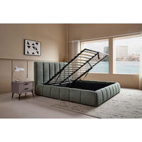 POLSTERBETT 180/200 cm, inkl. gepolstertes Kopfteil, Lattenrost, Bettkasten,  in Grün  - Schwarz/Naturfarben, Design, Holz/Kunststoff (180/200cm) - Boxxx