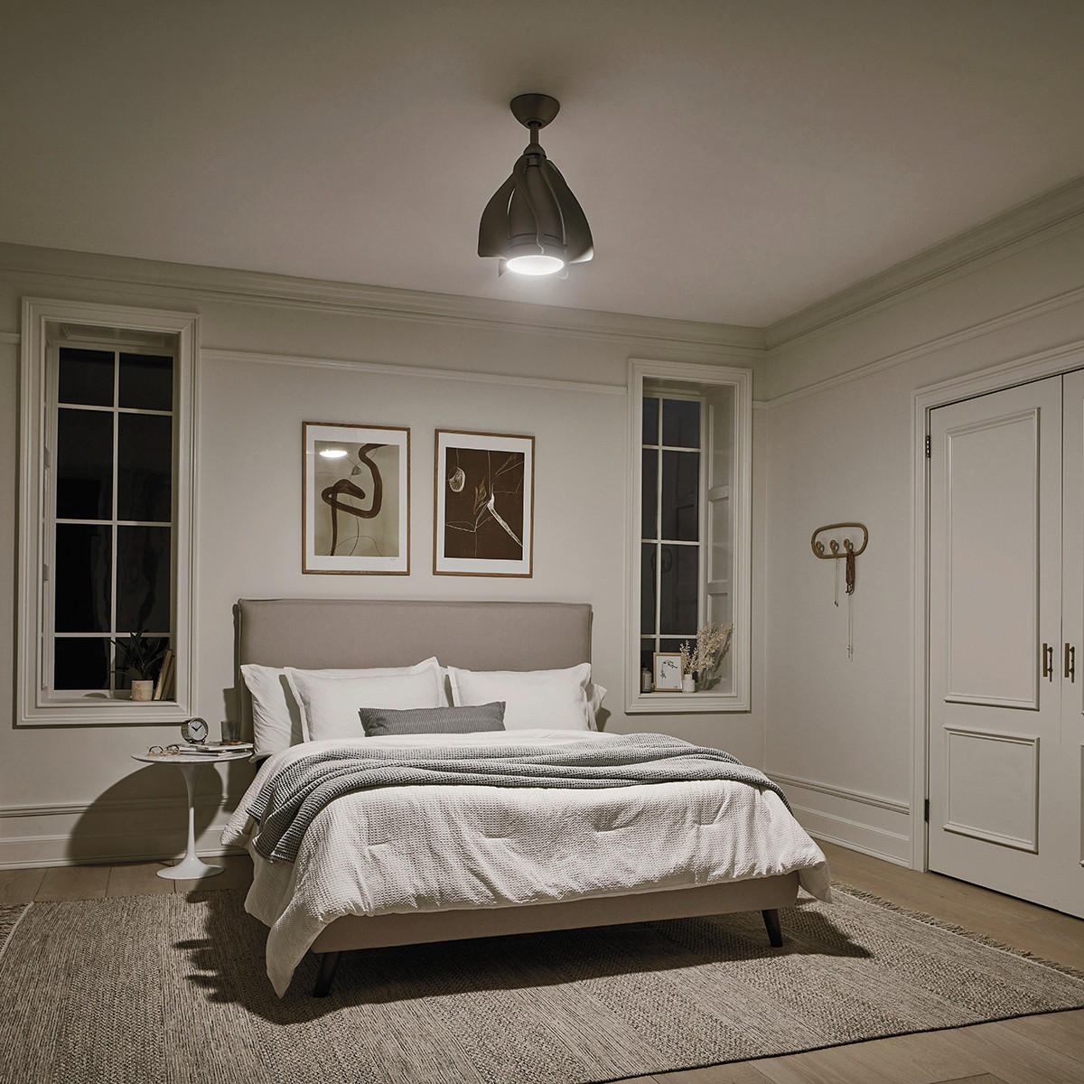 DECKENVENTILATOR Elstead Terna 38/50 cm   - Champagner/Nickelfarben, Design, Kunststoff/Metall (38/50cm) - Elstead Lighting