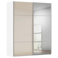 SCHWEBETÜRENSCHRANK 201/223/68 cm 2-türig Weiß, Champagner  - Champagner/Alufarben, KONVENTIONELL, Glas/Holzwerkstoff (201/223/68cm) - Novel