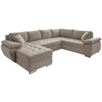 WOHNLANDSCHAFT in Mikrofaser Taupe  - Taupe/Chromfarben, KONVENTIONELL, Textil/Metall (157/305/219cm) - Livetastic