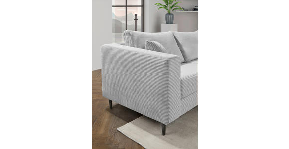 ECKSOFA Hellgrau Cord  - Hellgrau/Schwarz, KONVENTIONELL, Holz/Textil (212/155cm) - Carryhome