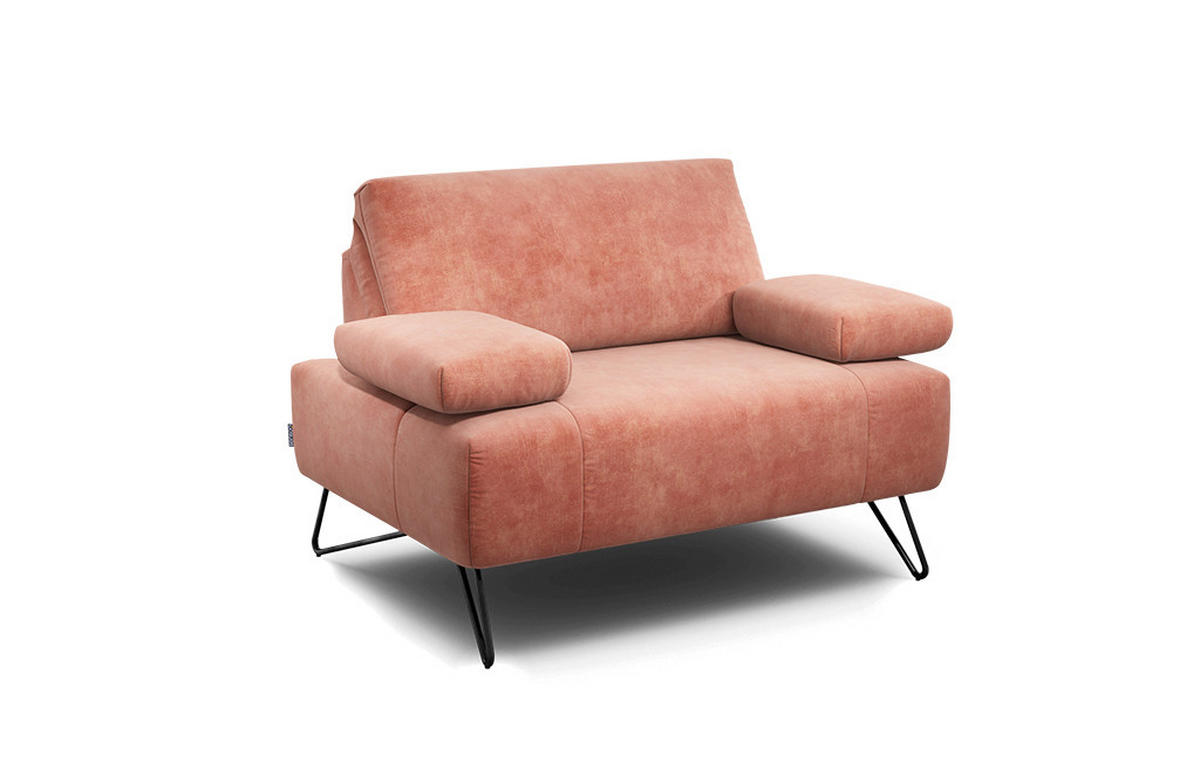 SESSEL Cosy Samt Rosa    - Schwarz/Rosa, Design, Textil/Metall (114-142/85/86-94cm) - SENSOO