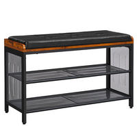 GARDEROBENBANK Vasagle  in 80/48/30 cm  - Schwarz/Braun, Trend, Holzwerkstoff/Textil (80/48/30cm) - Boxxx