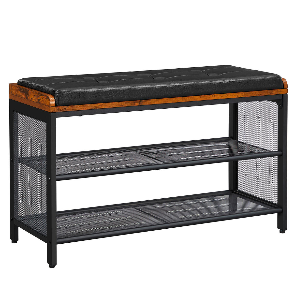 GARDEROBENBANK Vasagle  in 80/48/30 cm  - Schwarz/Braun, Trend, Holzwerkstoff/Textil (80/48/30cm) - Boxxx