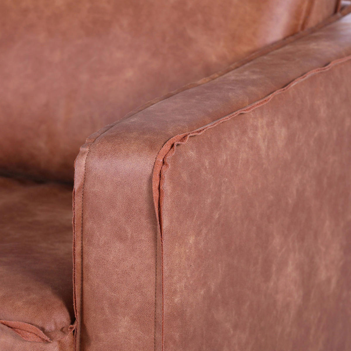 2-SITZER-SOFA in Mikrofaser Cognac  - Cognac/Schwarz, KONVENTIONELL, Textil/Metall (165/66/93cm) - Ambia Home